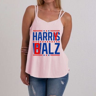 Funny Harris Walz 24 Harry Balz 2024 Meme Democratics Vote Women's Strappy Tank