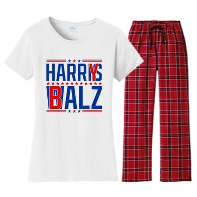 Funny Harris Walz 24 Harry Balz 2024 Meme Democratics Vote Women's Flannel Pajama Set