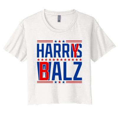 Funny Harris Walz 24 Harry Balz 2024 Meme Democratics Vote Women's Crop Top Tee