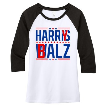 Funny Harris Walz 24 Harry Balz 2024 Meme Democratics Vote Women's Tri-Blend 3/4-Sleeve Raglan Shirt