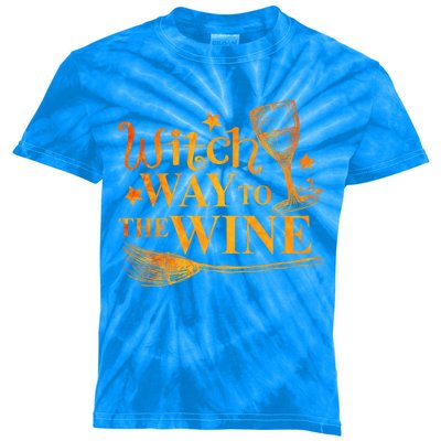 Funny Halloween Witch Way To The Wine Wine Halloween Great Gift Kids Tie-Dye T-Shirt