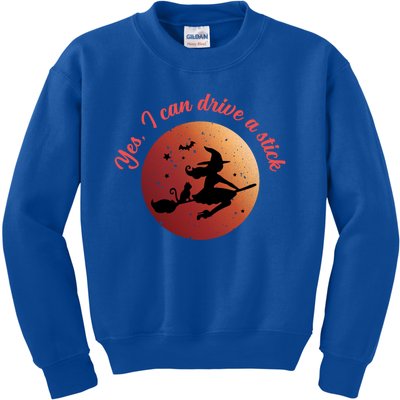 Funny Halloween Witch Yes I Can Drive A Stick Shift Great Gift Kids Sweatshirt