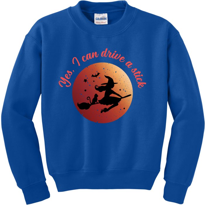 Funny Halloween Witch Yes I Can Drive A Stick Shift Great Gift Kids Sweatshirt