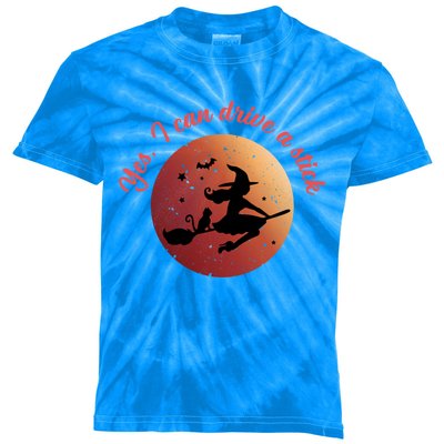 Funny Halloween Witch Yes I Can Drive A Stick Shift Great Gift Kids Tie-Dye T-Shirt