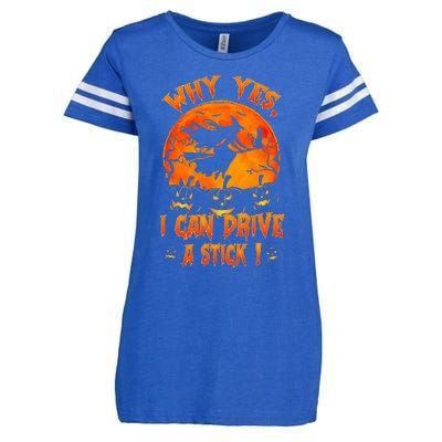 Funny Halloween Witch Why Yes Actually I Can Drive A Stick Enza Ladies Jersey Football T-Shirt