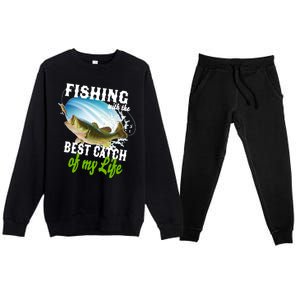 Fishing Husband Wife Marriage Premium Crewneck Sweatsuit Set