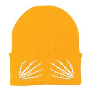 Funny Halloween Women Rock Band Boob Skeleton Hand Bra Knit Cap Winter Beanie