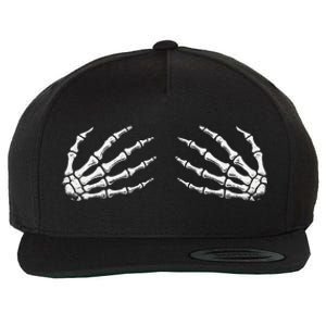 Funny Halloween Women Rock Band Boob Skeleton Hand Bra Wool Snapback Cap