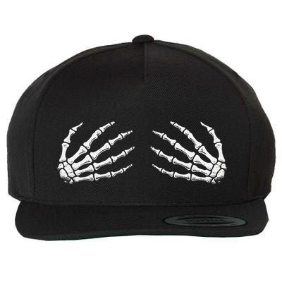 Funny Halloween Women Rock Band Boob Skeleton Hand Bra Wool Snapback Cap