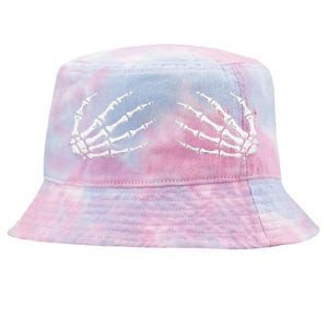 Funny Halloween Women Rock Band Boob Skeleton Hand Bra Tie-Dyed Bucket Hat