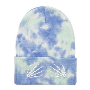 Funny Halloween Women Rock Band Boob Skeleton Hand Bra Tie Dye 12in Knit Beanie