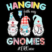 Funny Hanging With My ER Crew Gnomies Nursing Nurses Day Flat Bill Trucker Hat