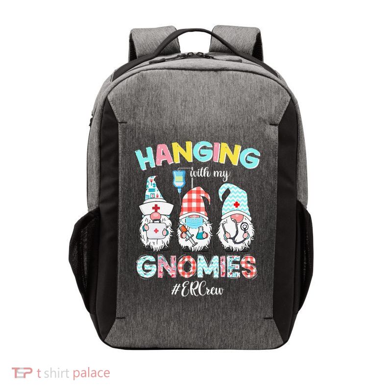 Funny Hanging With My ER Crew Gnomies Nursing Nurses Day Vector Backpack