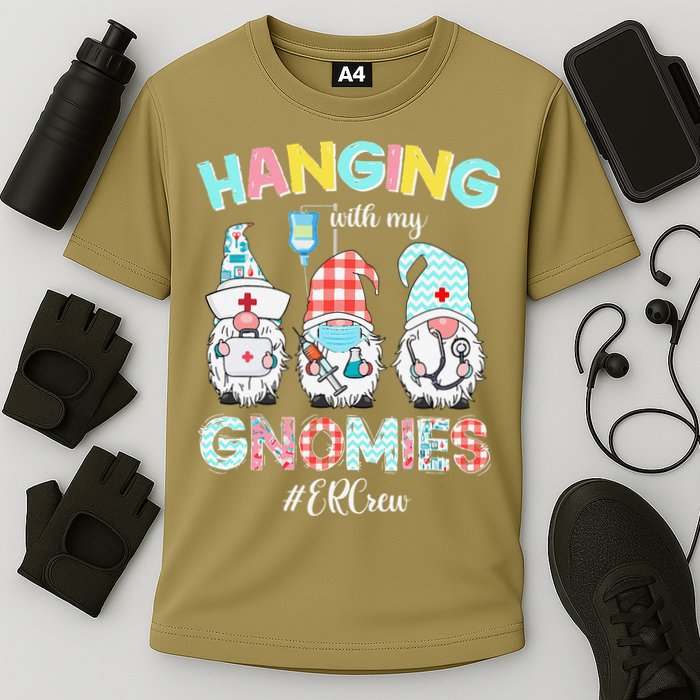 Funny Hanging With My ER Crew Gnomies Nursing Nurses Day Cooling Performance Crew T-Shirt