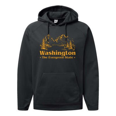 Funny Home Washington The Evergreen State Performance Fleece Hoodie