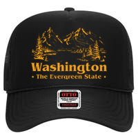 Funny Home Washington The Evergreen State High Crown Mesh Back Trucker Hat