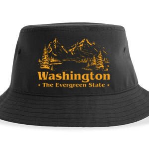 Funny Home Washington The Evergreen State Sustainable Bucket Hat