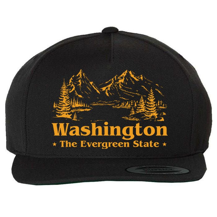 Funny Home Washington The Evergreen State Wool Snapback Cap