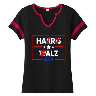 Funny Harris Walz 24 Hairy Balz 2024 Meme Democratics Vote Ladies Halftime Notch Neck Tee