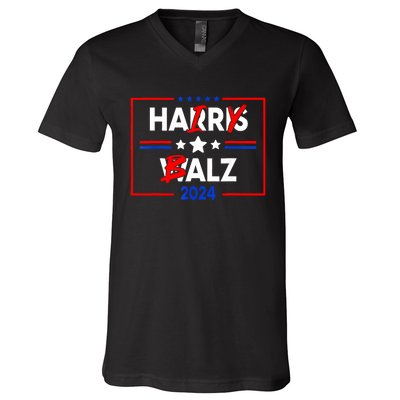 Funny Harris Walz 24 Hairy Balz 2024 Meme Democratics Vote V-Neck T-Shirt