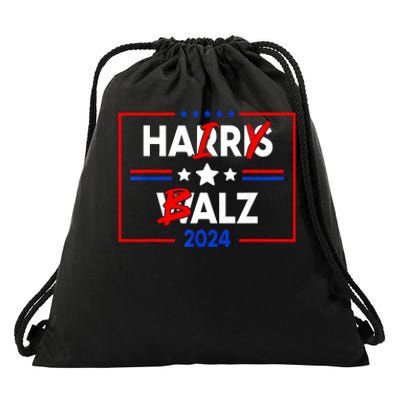 Funny Harris Walz 24 Hairy Balz 2024 Meme Democratics Vote Drawstring Bag