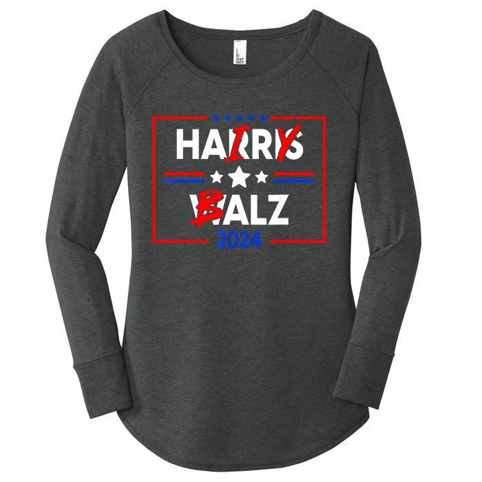 Funny Harris Walz 24 Hairy Balz 2024 Meme Democratics Vote Women's Perfect Tri Tunic Long Sleeve Shirt