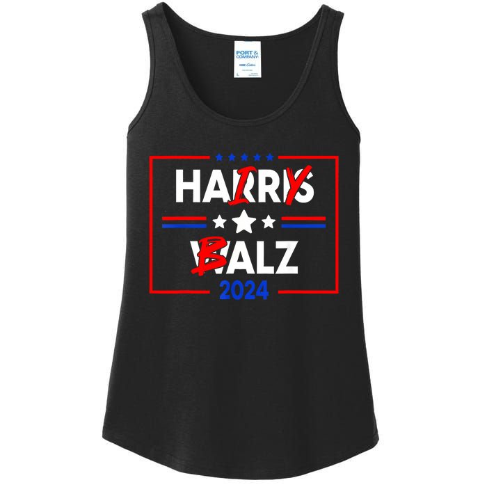 Funny Harris Walz 24 Hairy Balz 2024 Meme Democratics Vote Ladies Essential Tank