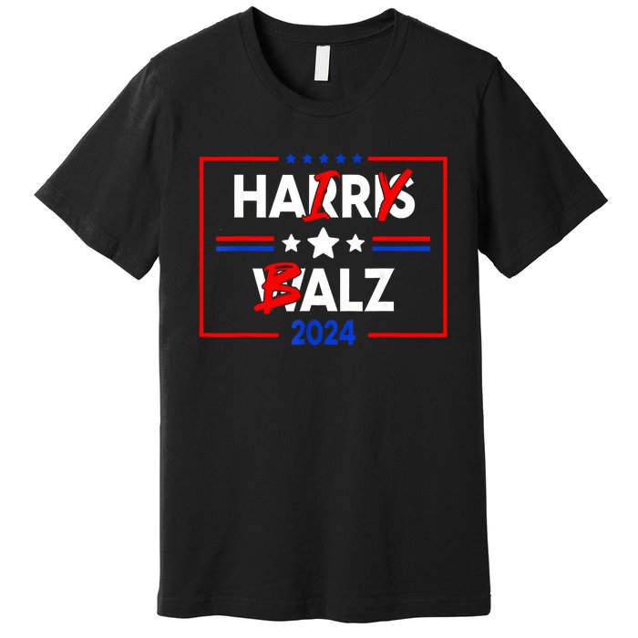 Funny Harris Walz 24 Hairy Balz 2024 Meme Democratics Vote Premium T-Shirt