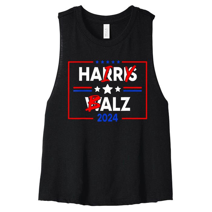 Funny Harris Walz 24 Hairy Balz 2024 Meme Democratics Vote Women's Racerback Cropped Tank