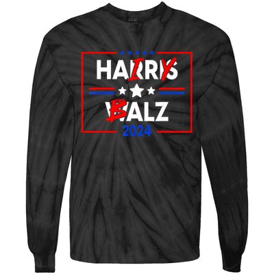 Funny Harris Walz 24 Hairy Balz 2024 Meme Democratics Vote Tie-Dye Long Sleeve Shirt