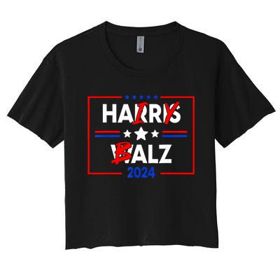 Funny Harris Walz 24 Hairy Balz 2024 Meme Democratics Vote Women's Crop Top Tee