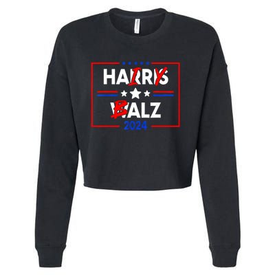 Funny Harris Walz 24 Hairy Balz 2024 Meme Democratics Vote Cropped Pullover Crew