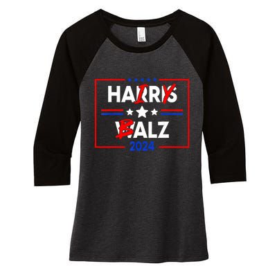 Funny Harris Walz 24 Hairy Balz 2024 Meme Democratics Vote Women's Tri-Blend 3/4-Sleeve Raglan Shirt