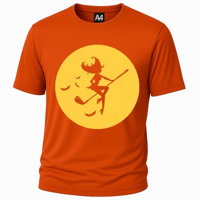 Funny Halloween Witch Golf Stick Golfer Golfing Premium Cooling Performance Crew T-Shirt