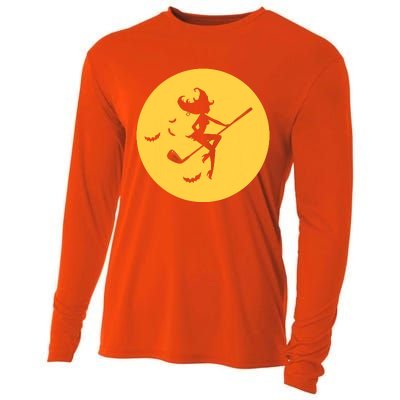 Funny Halloween Witch Golf Stick Golfer Golfing Premium Cooling Performance Long Sleeve Crew