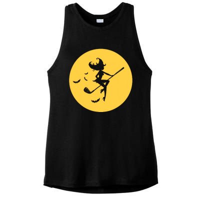 Funny Halloween Witch Golf Stick Golfer Golfing Premium Ladies PosiCharge Tri-Blend Wicking Tank