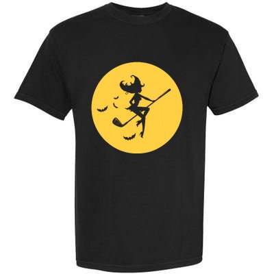 Funny Halloween Witch Golf Stick Golfer Golfing Premium Garment-Dyed Heavyweight T-Shirt