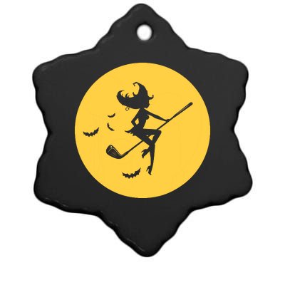 Funny Halloween Witch Golf Stick Golfer Golfing Premium Ceramic Star Ornament