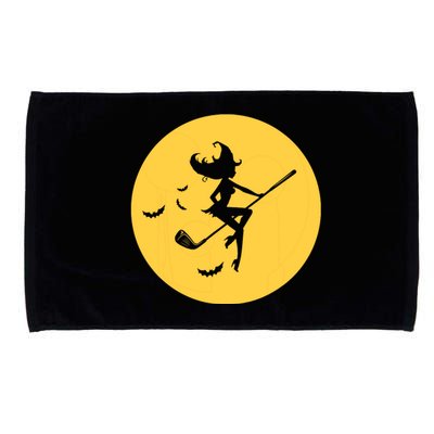 Funny Halloween Witch Golf Stick Golfer Golfing Premium Microfiber Hand Towel