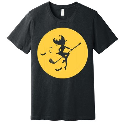 Funny Halloween Witch Golf Stick Golfer Golfing Premium Premium T-Shirt