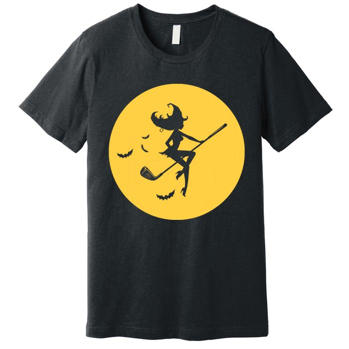 Funny Halloween Witch Golf Stick Golfer Golfing Premium Premium T-Shirt