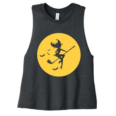 Funny Halloween Witch Golf Stick Golfer Golfing Premium Women's Racerback Cropped Tank