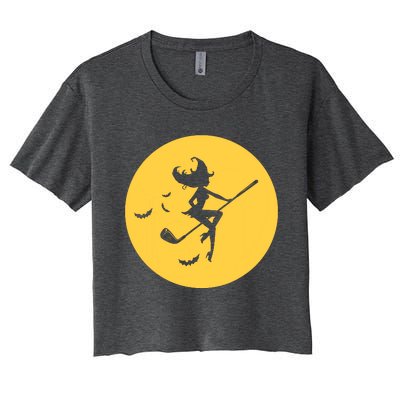 Funny Halloween Witch Golf Stick Golfer Golfing Premium Women's Crop Top Tee