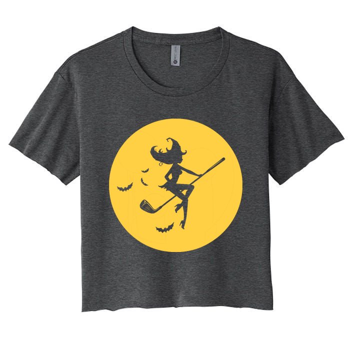 Funny Halloween Witch Golf Stick Golfer Golfing Premium Women's Crop Top Tee