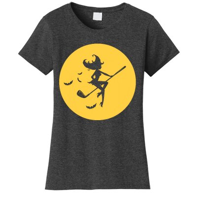 Funny Halloween Witch Golf Stick Golfer Golfing Premium Women's T-Shirt