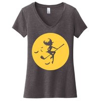 Funny Halloween Witch Golf Stick Golfer Golfing Premium Women's V-Neck T-Shirt