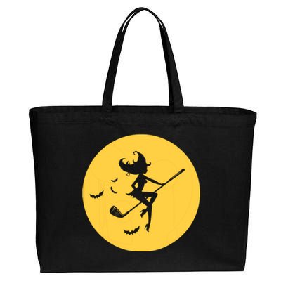 Funny Halloween Witch Golf Stick Golfer Golfing Premium Cotton Canvas Jumbo Tote