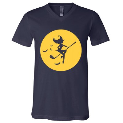 Funny Halloween Witch Golf Stick Golfer Golfing Premium V-Neck T-Shirt