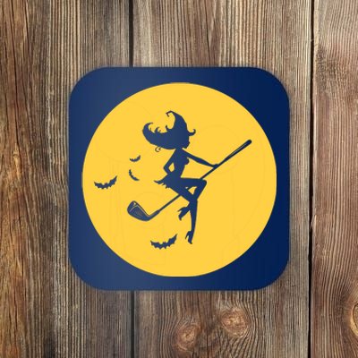 Funny Halloween Witch Golf Stick Golfer Golfing Premium Coaster