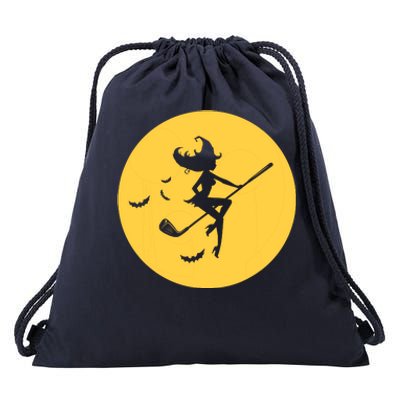 Funny Halloween Witch Golf Stick Golfer Golfing Premium Drawstring Bag